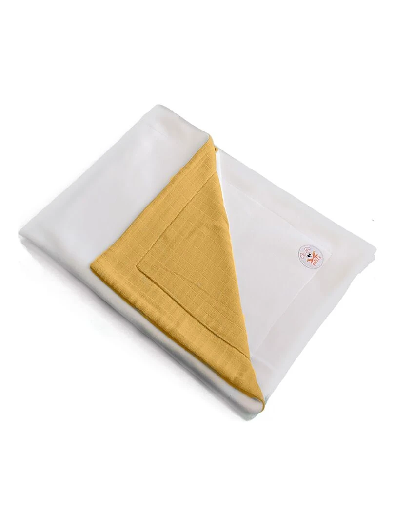 Couverture en Coton Bio Rex Blanc et Honey   Beige