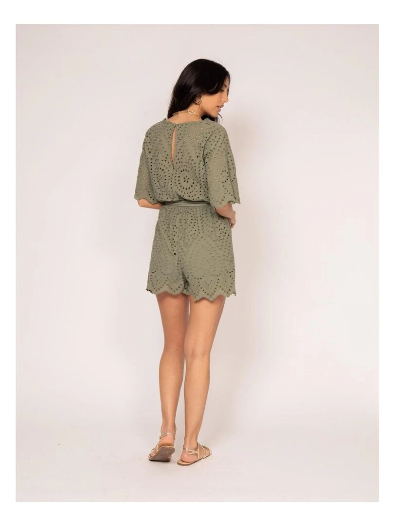 Combi short broderies anglaises XIROSE Kaki