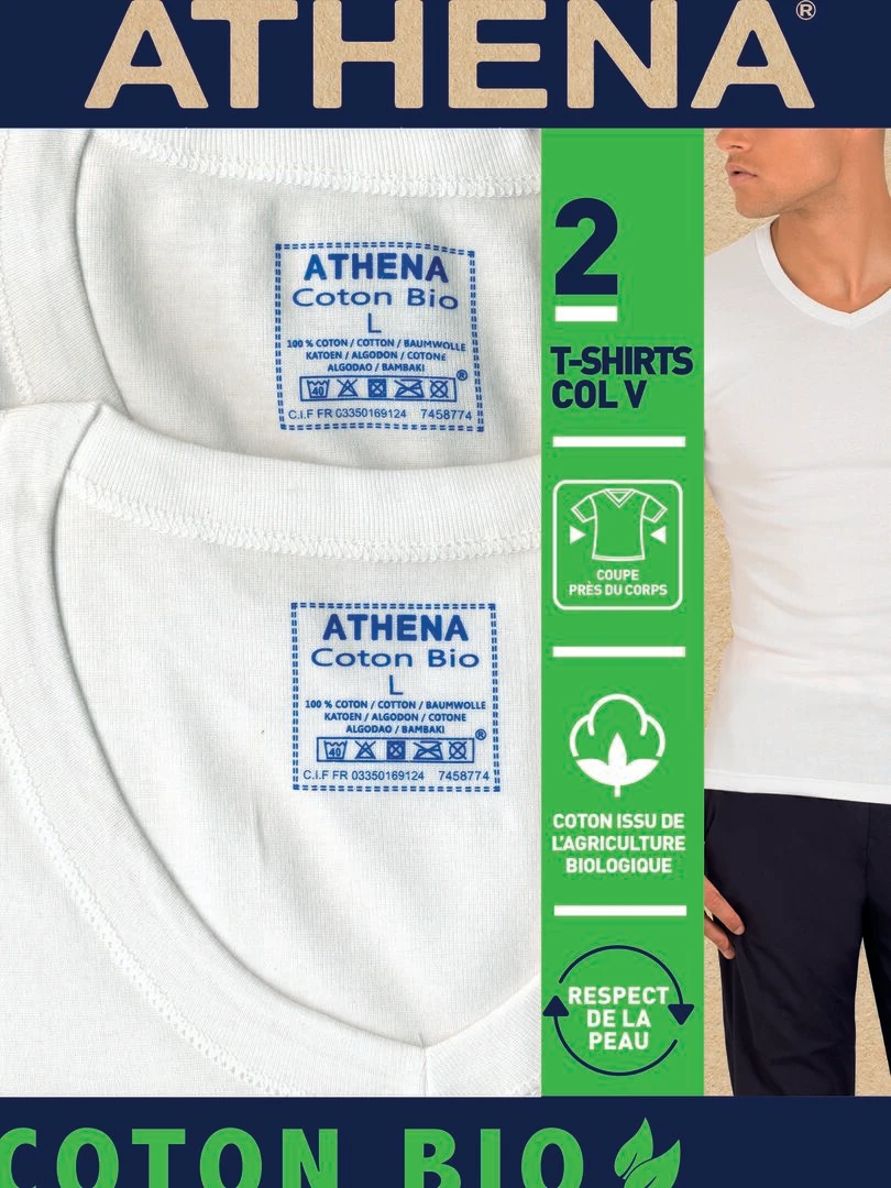 Lot de 2 t shirts 'Athena' en coton Blanc
