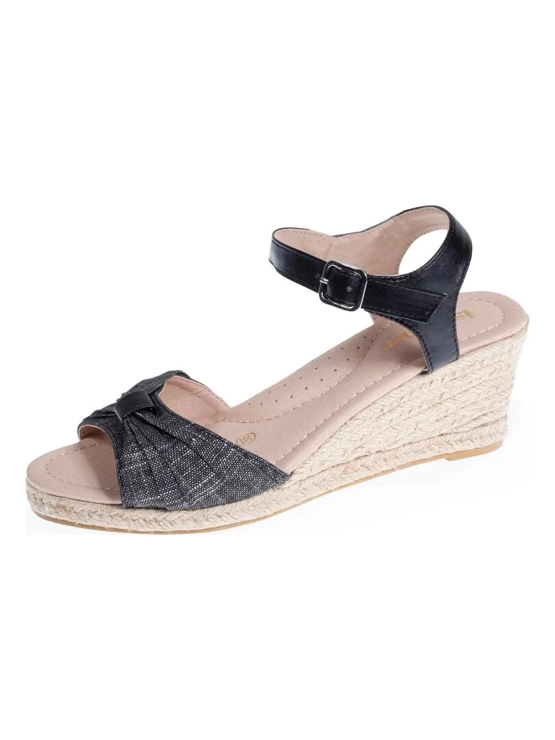 Espadrilles Femme ouverte à talon Noir Noir