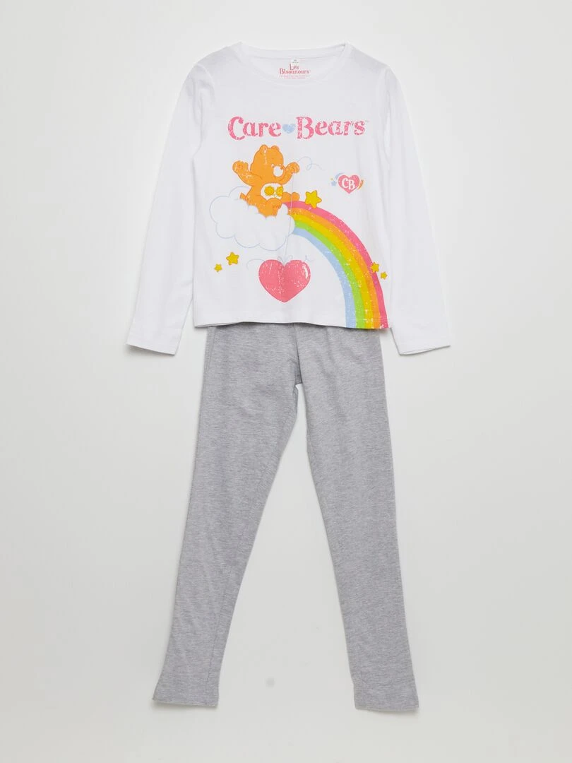 Ensemble pyjama 'Bisounours' t shirt + pantalon 2 pièces Blanc/gris
