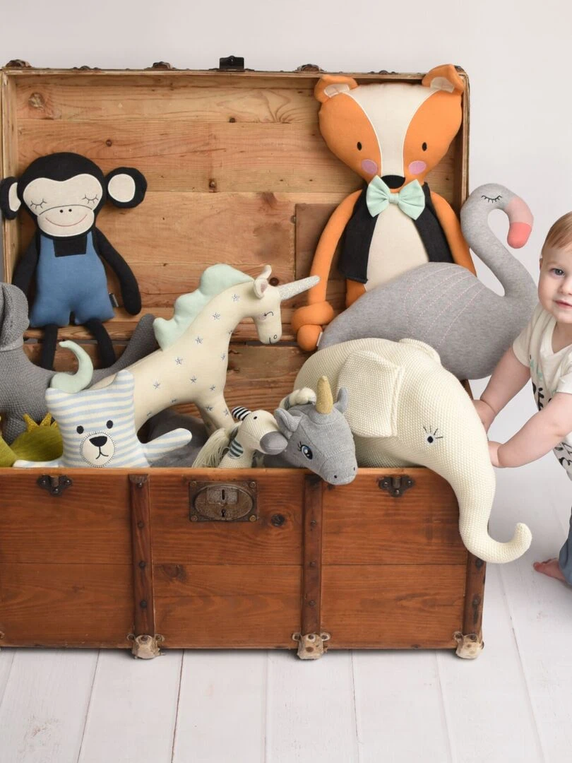 Veilleuse musicale en tricot de coton  DINO   Gris