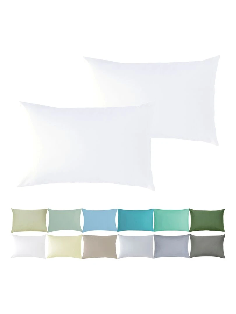 Lot x2 Taies d'oreiller 100% coton Bio 'Ptit Basile' Blanc