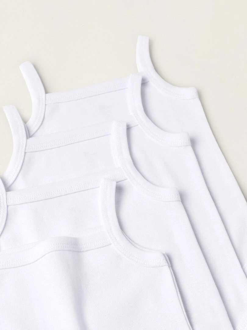 Pack 4 Bodies à Bretelles en Coton pour Nouveau Né manches courtes ESSENTIALS LINE   Blanc