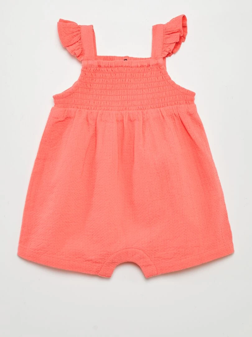 Combi short en maille gaufrée Rose