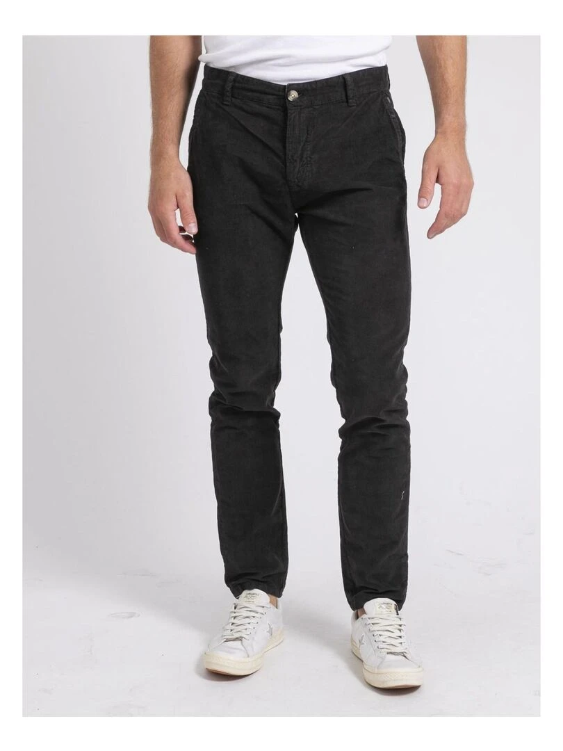 Pantalon chino pur coton velours côtelé VARENNES Noir