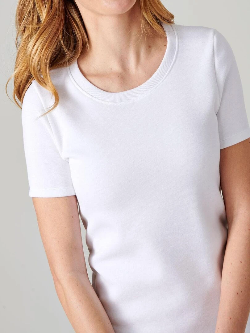 T shirt manches courtes  molleton gratté Thermolactyl   Damart   Blanc