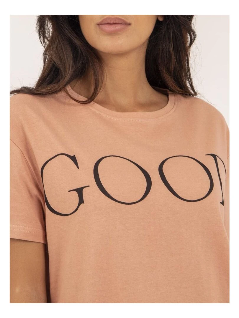 T shirt col rond coton message FROM   Rose