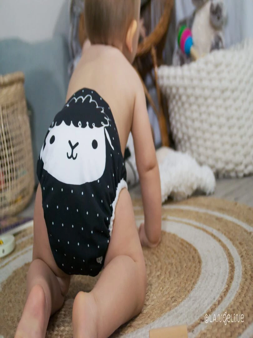 Couche de bain bébé évolutive (0 à 3 ans) "Mouton"   Langeline   Noir Blanc