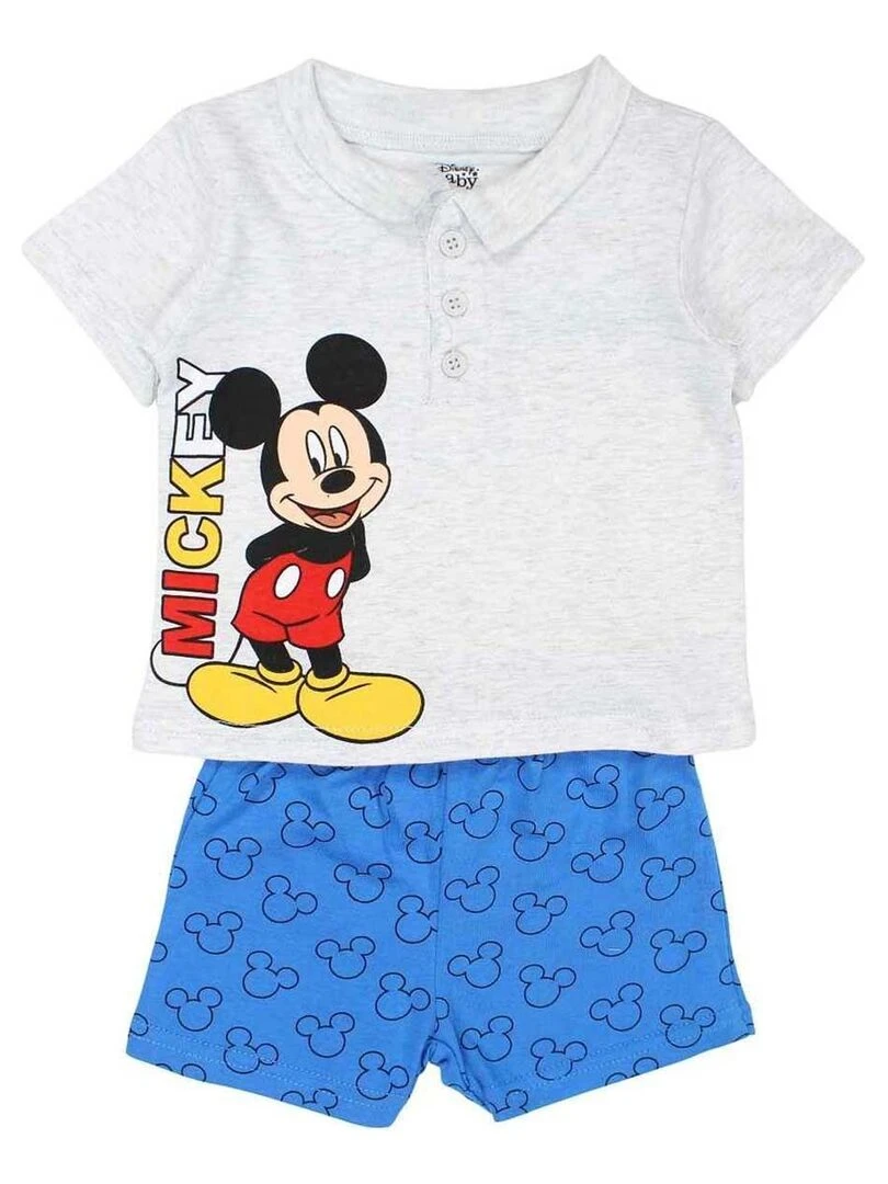 Disney Ensemble T shirt short bébé garçon Imprimé Mickey Bleu