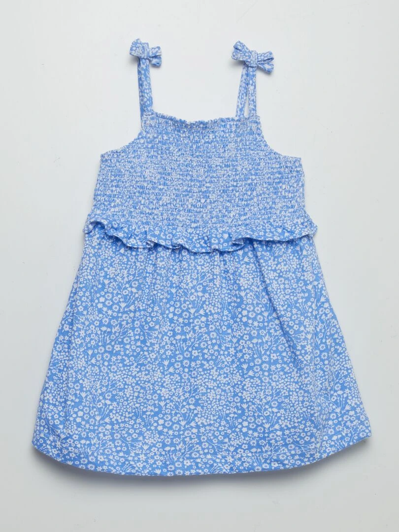Robe à bretelles avec base volantée Bleu