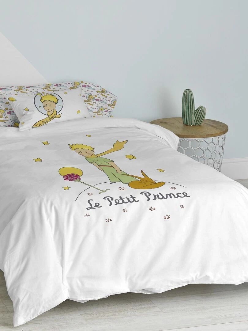 Parure housse de couette 2 pièces Ses amis "Happyfriday" Blanc