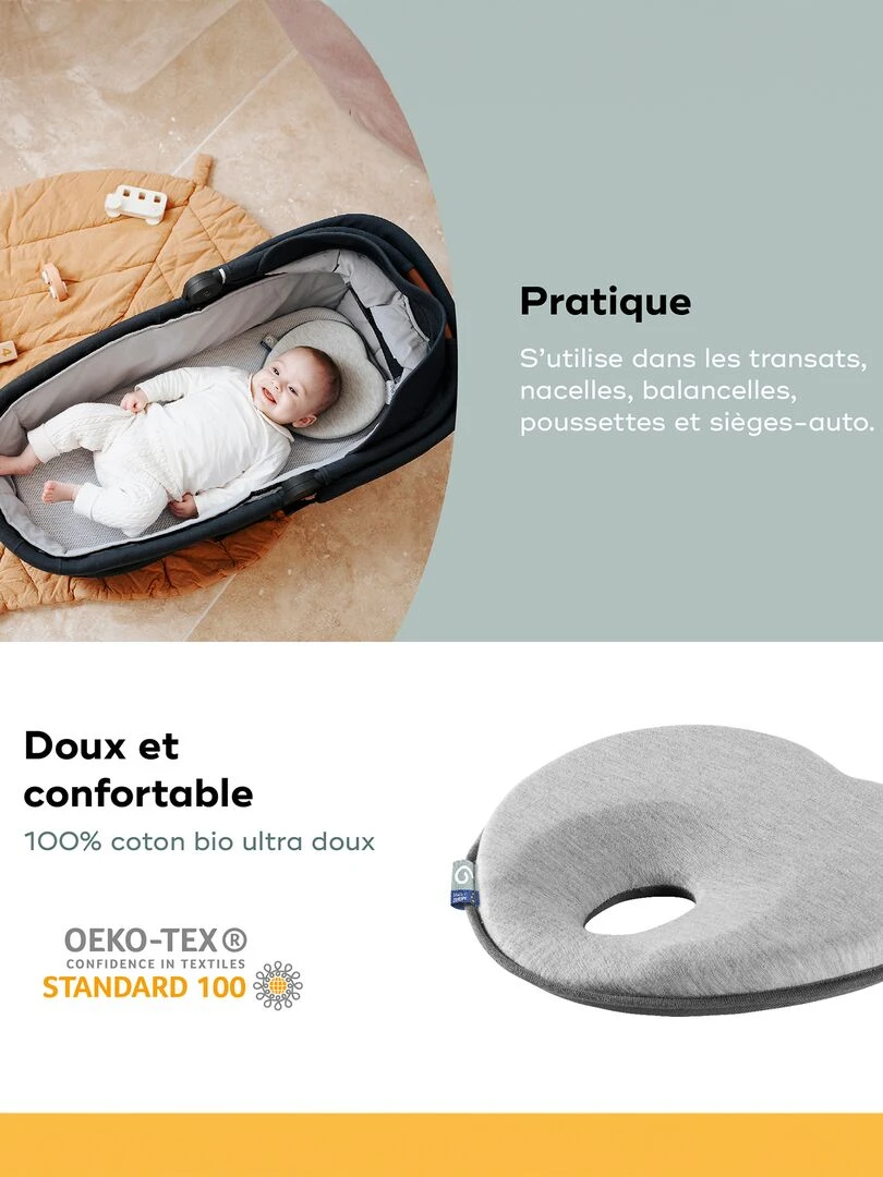 Coussin cale tête 'Badabulle'   Gris