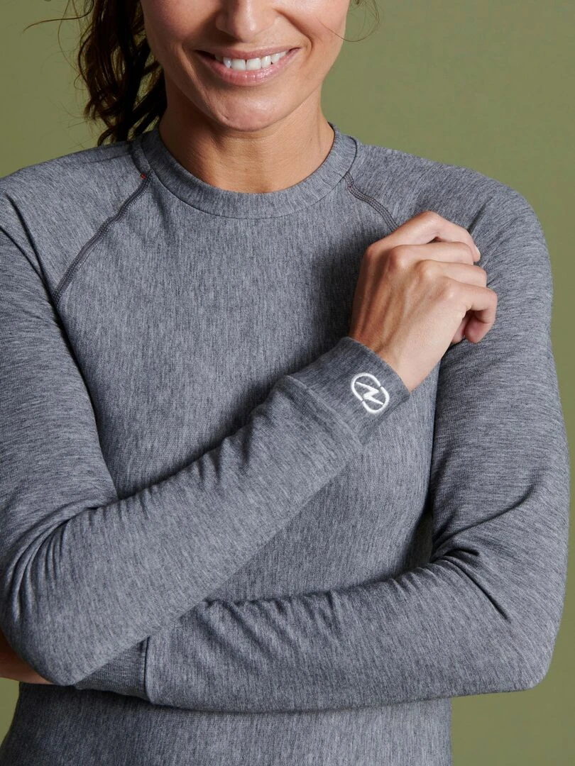 T shirt col rond Comfort Thermolactyl 4 femme DamartSport Gris chiné