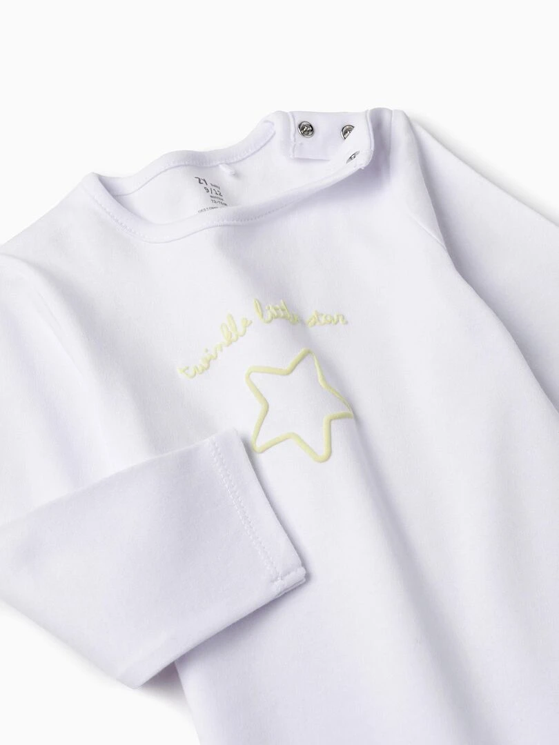Pyjama en Coton pour Bébé 'Étoile' manches longues UNDER THE STARS   Blanc