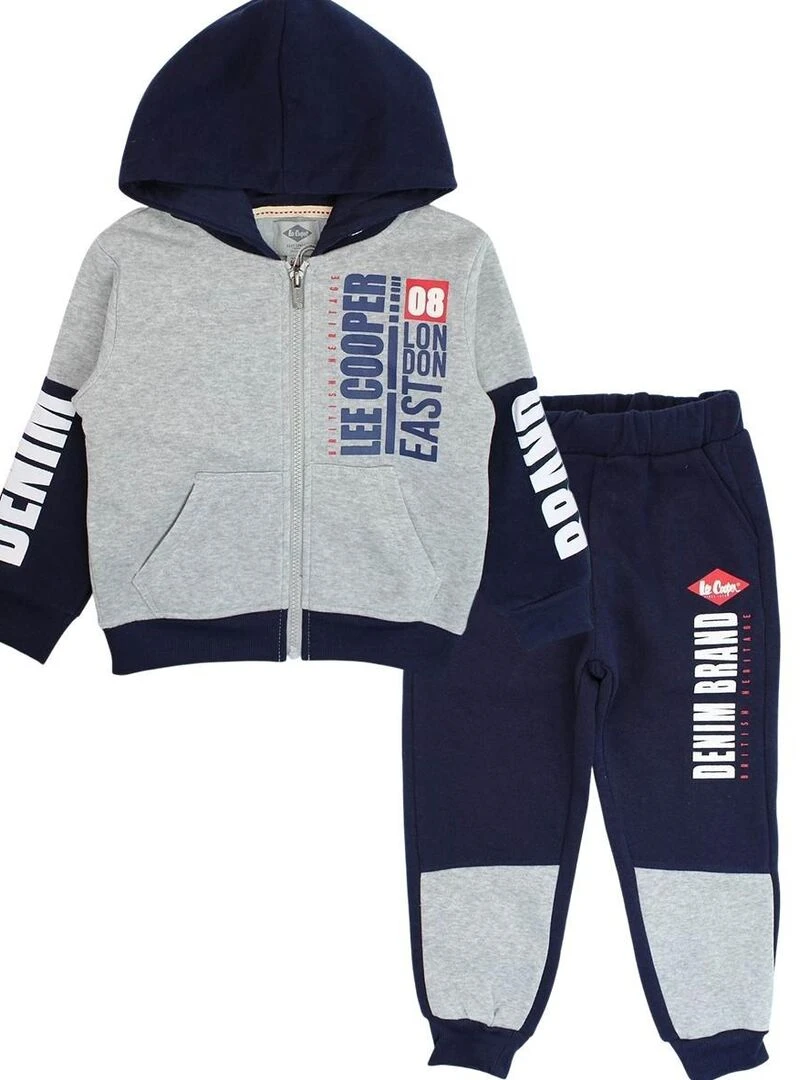 Lee Cooper Ensemble Veste sweat pantalon garçon Imprimé Lee Cooper Gris