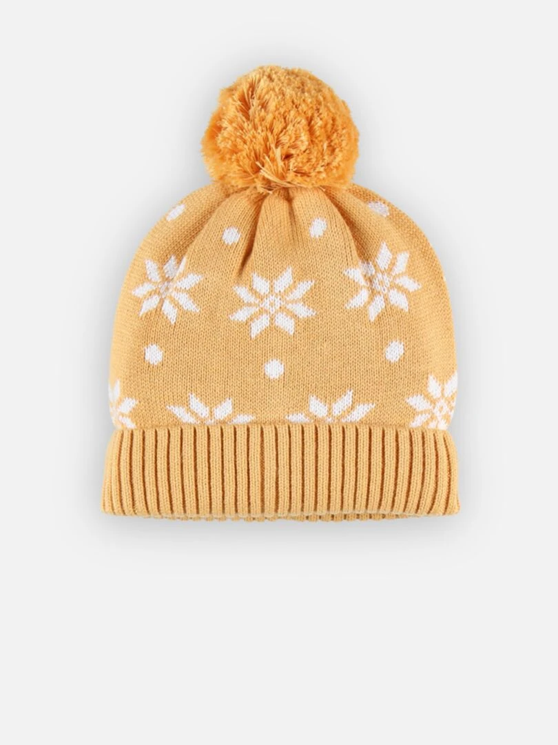 Bonnet tricot à pompon    Noukie's   Jaune