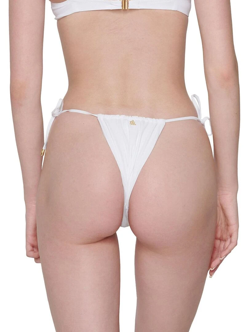 Bas maillot de bain brésilien réglable à nouettes Blue Sense Blanc