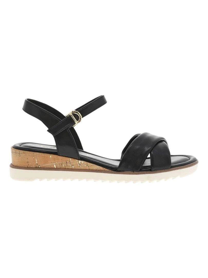 TAMARIS Nu pieds talon compensé bas Noir