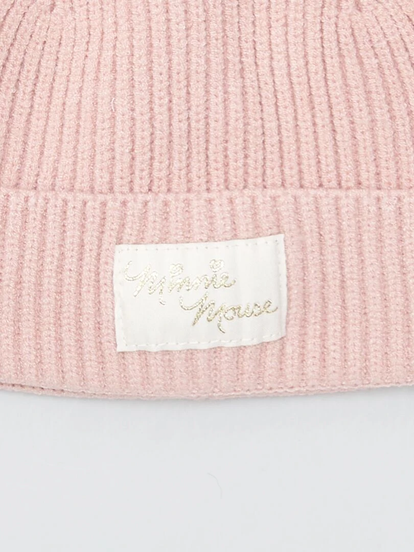 Ensemble bonnet + snood 'Minnie'   2 pièces   Rose