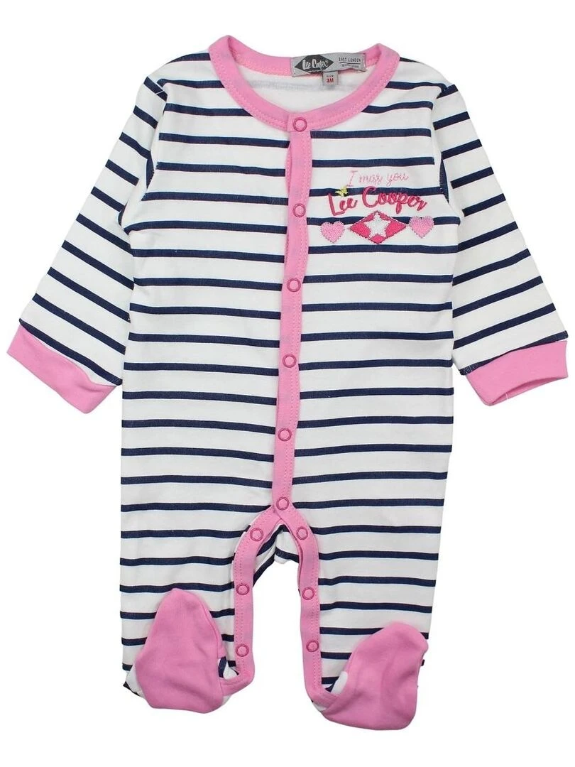 Lee Cooper Grenouillere bébé fille imprimé logo en coton Bleu