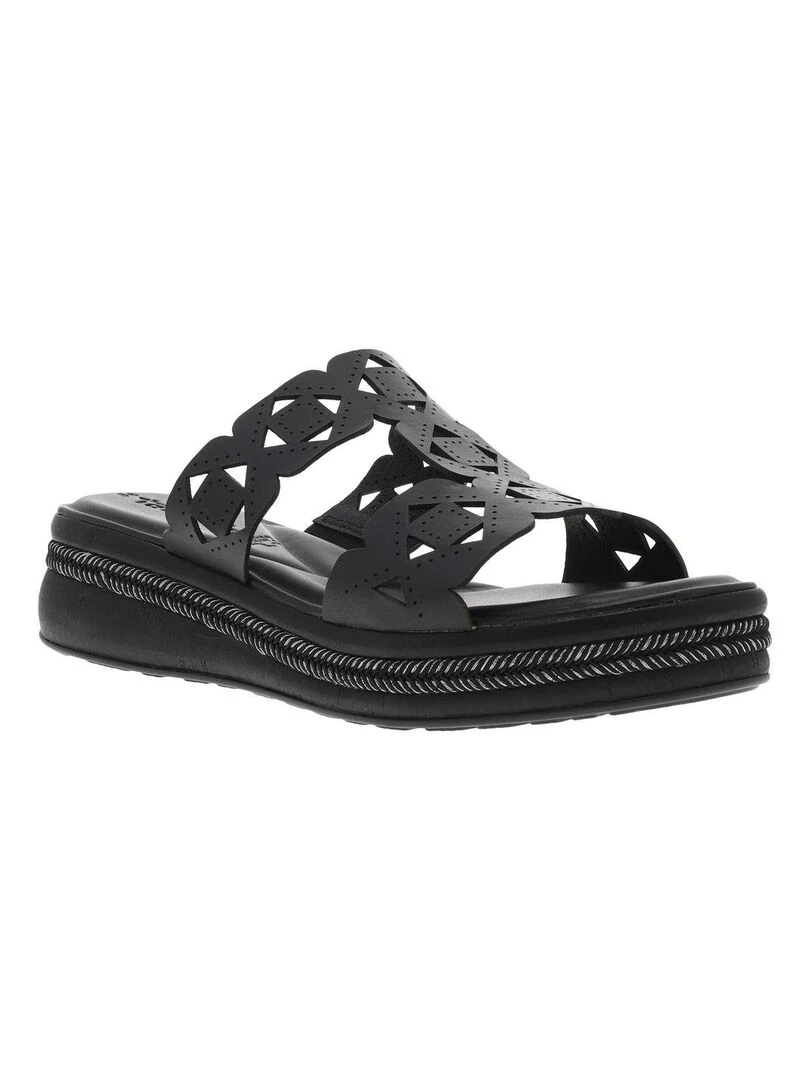 TAMARIS Mules en cuir compensées Noir