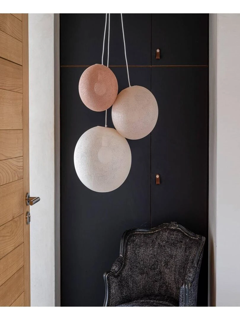 Suspension 3 globes   Vieux rose