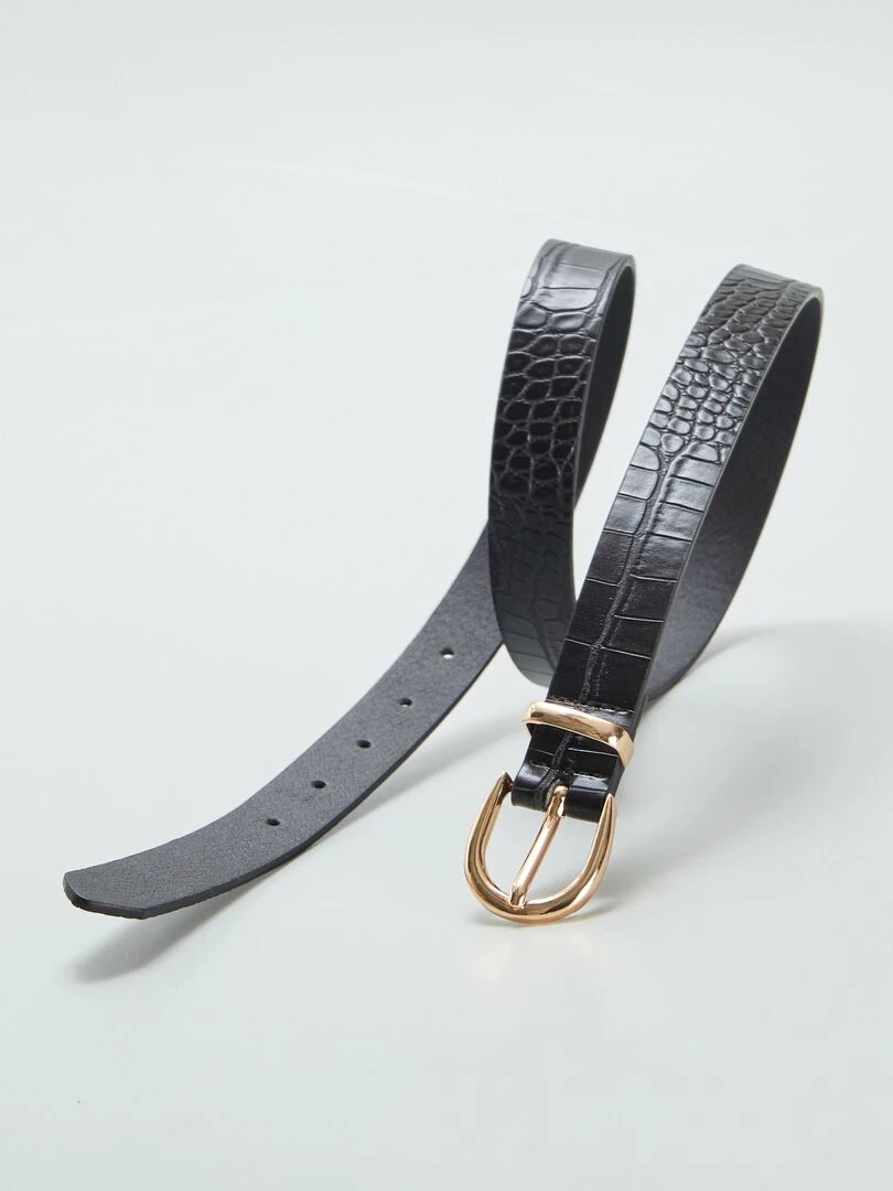 Ceinture basique effet croco Noir