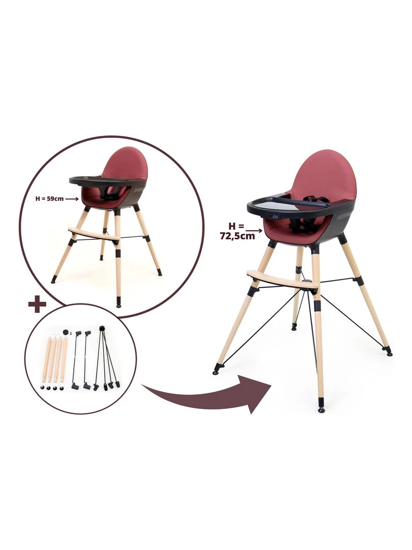 AT4 Chaise haute CONFORT Rose rouge