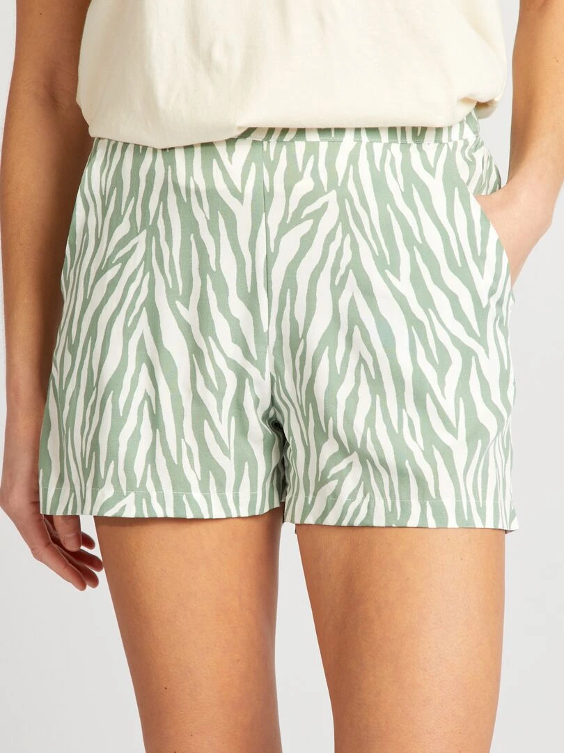 Short fluide imprimé Vert zébré