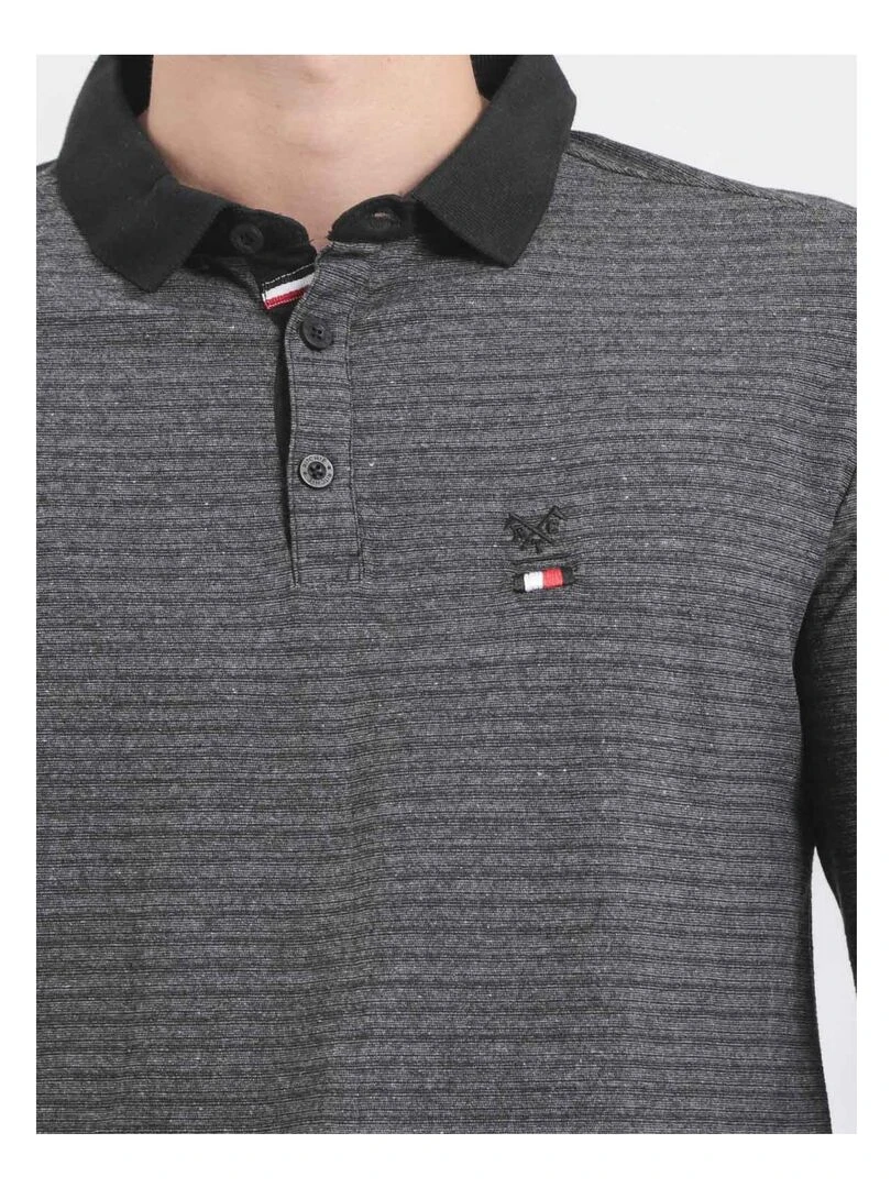 Polo manches longues pur coton PINSAC   Noir