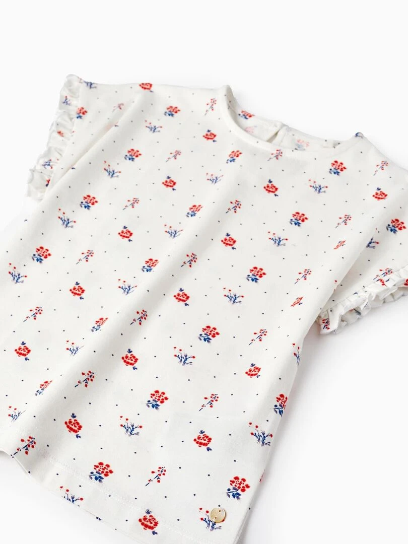 T shirt avec motif floral pour fille manches courtes PICASSO   Beige clair