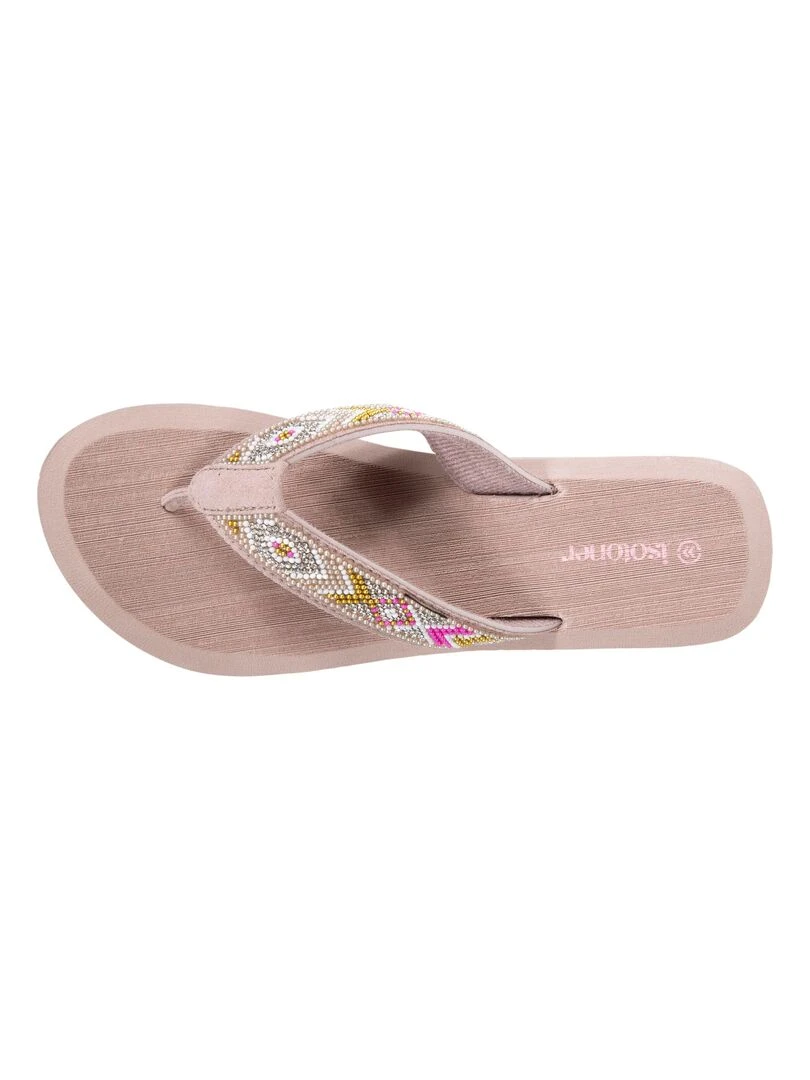 Tongs Femme perles talon Taupe Taupe