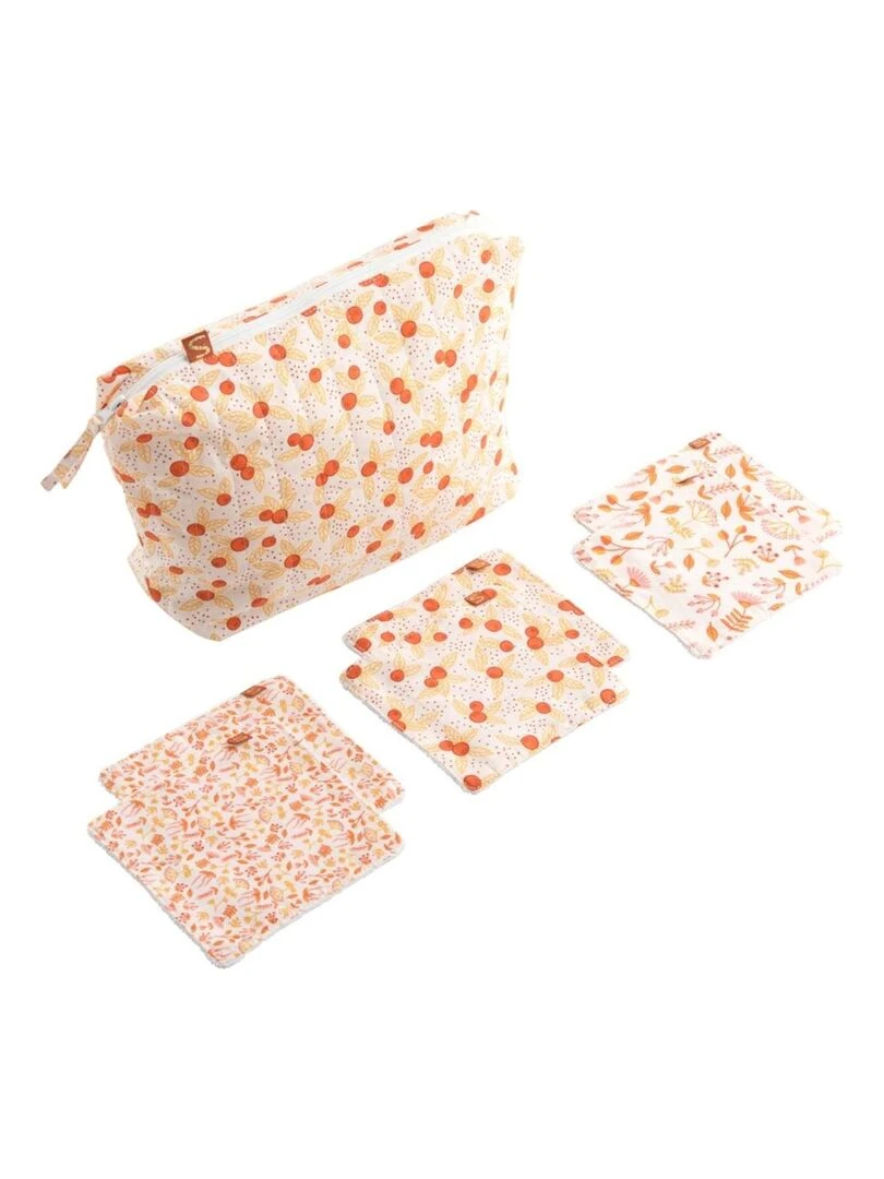 Trousse de toilette + 6 carrées éponge Esmée Jaune