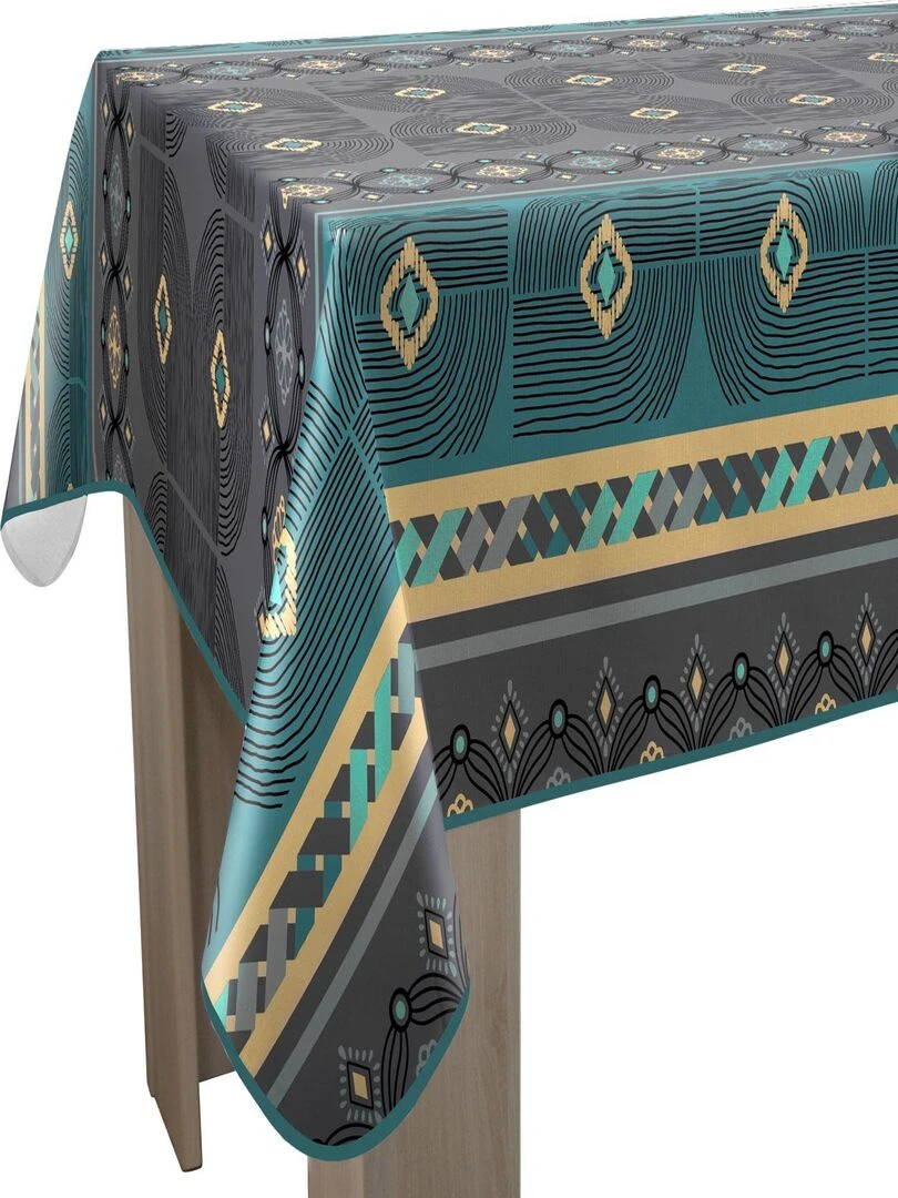 Nappe Anti taches Valparaiso bleu Ronde 160 cm Gris Bleu Noir