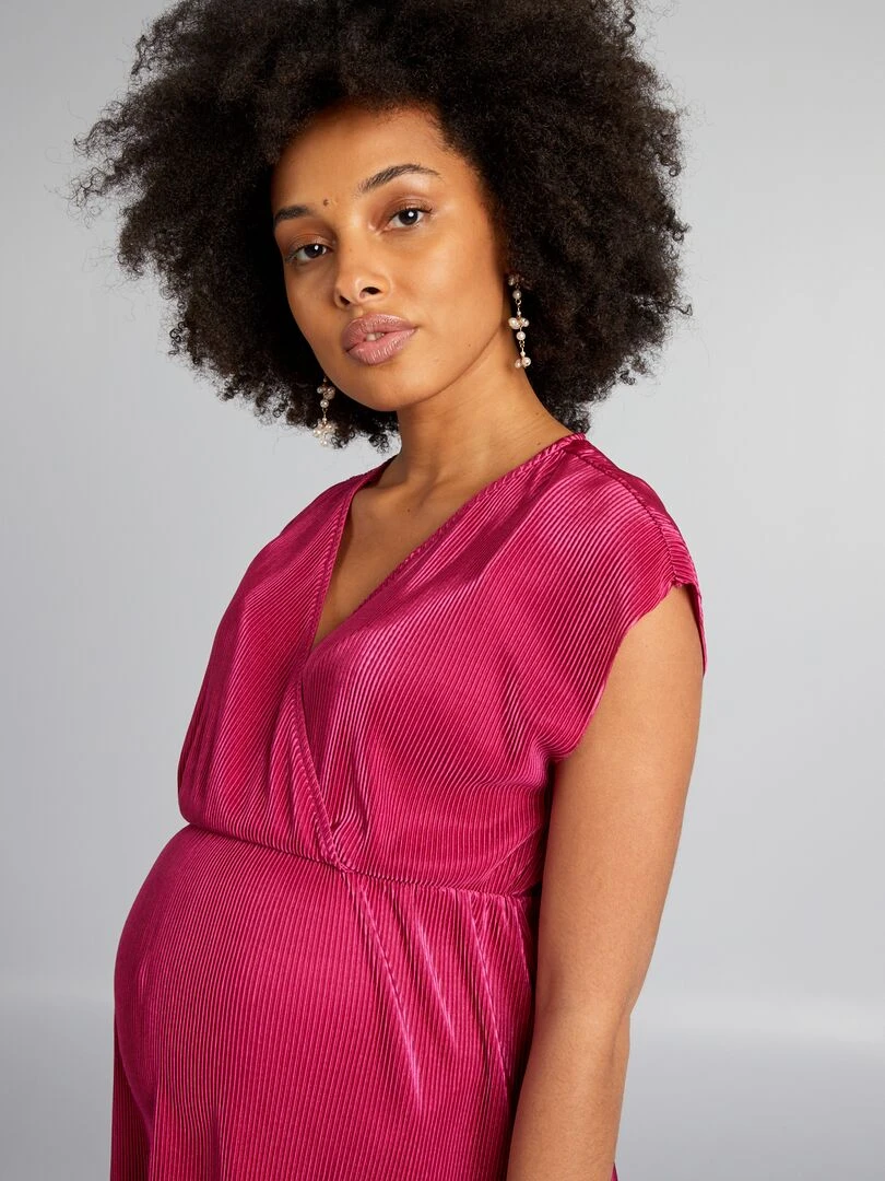 Robe en maille plissée   Rose