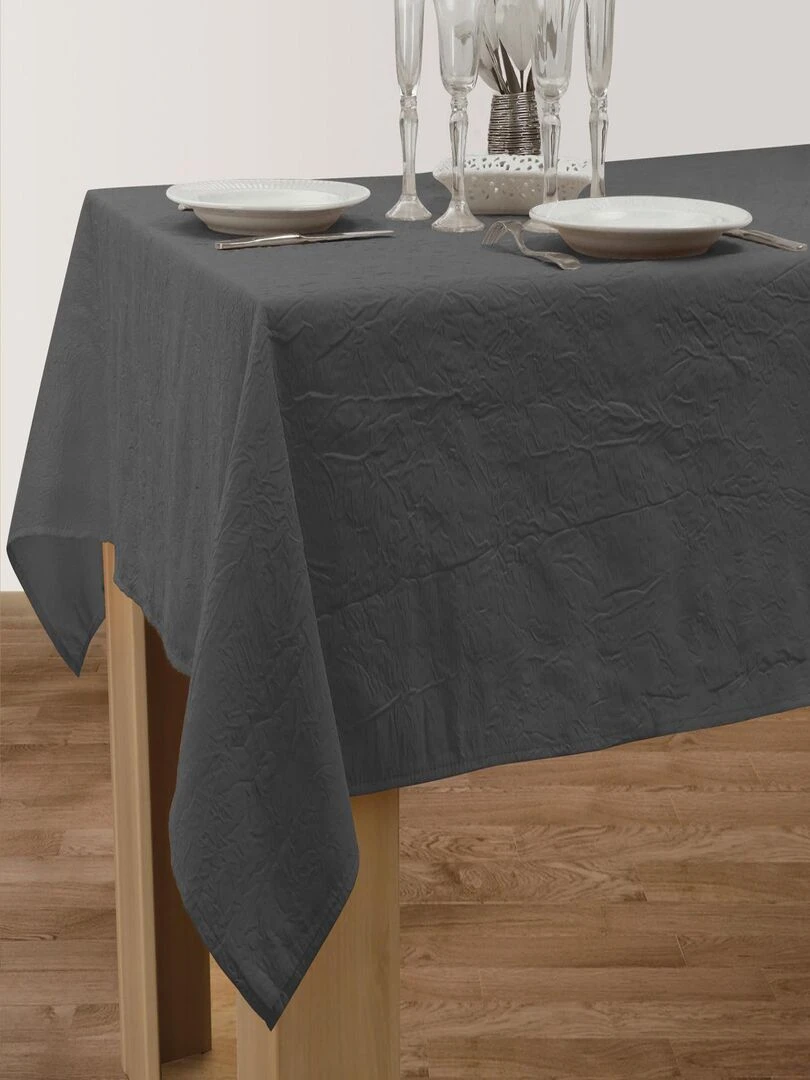 Nappe Anti taches Froissée Gris anthracite 150 x 350 cm Gris foncé