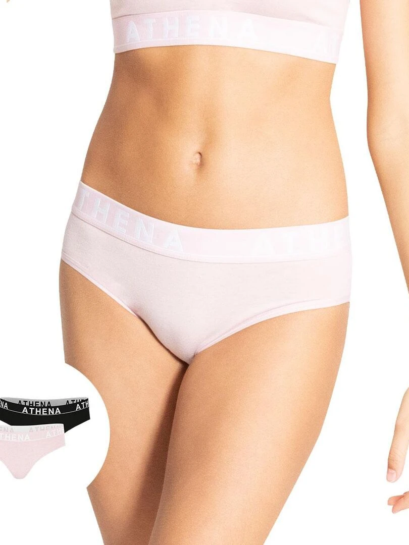 Lot de 2 slips fille Easy Color Fille Noir Rose