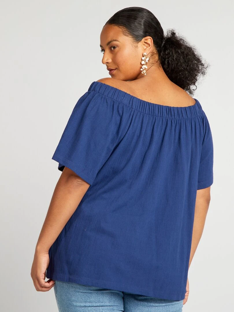 Tee shirt col bardot   Bleu marine