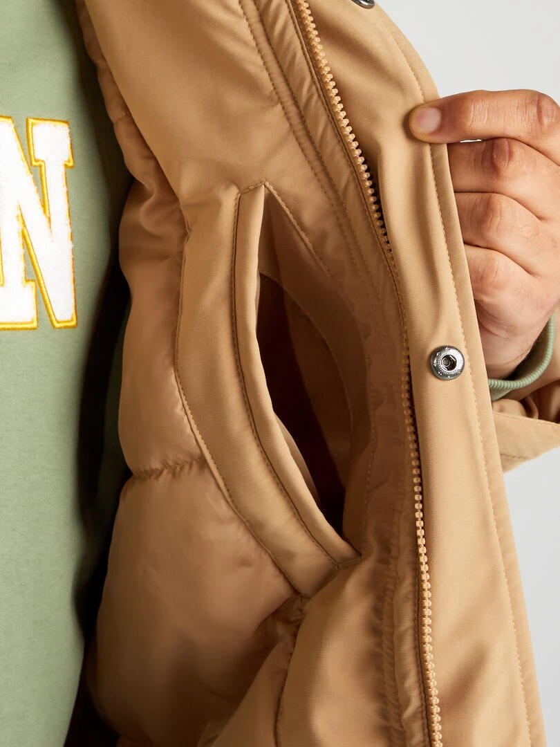 Parka mi longue déperlante   Beige