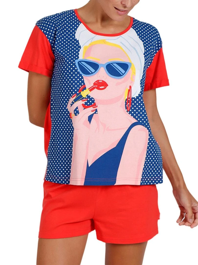 Pyjama short t shirt Lady In Red Santoro rouge Rouge