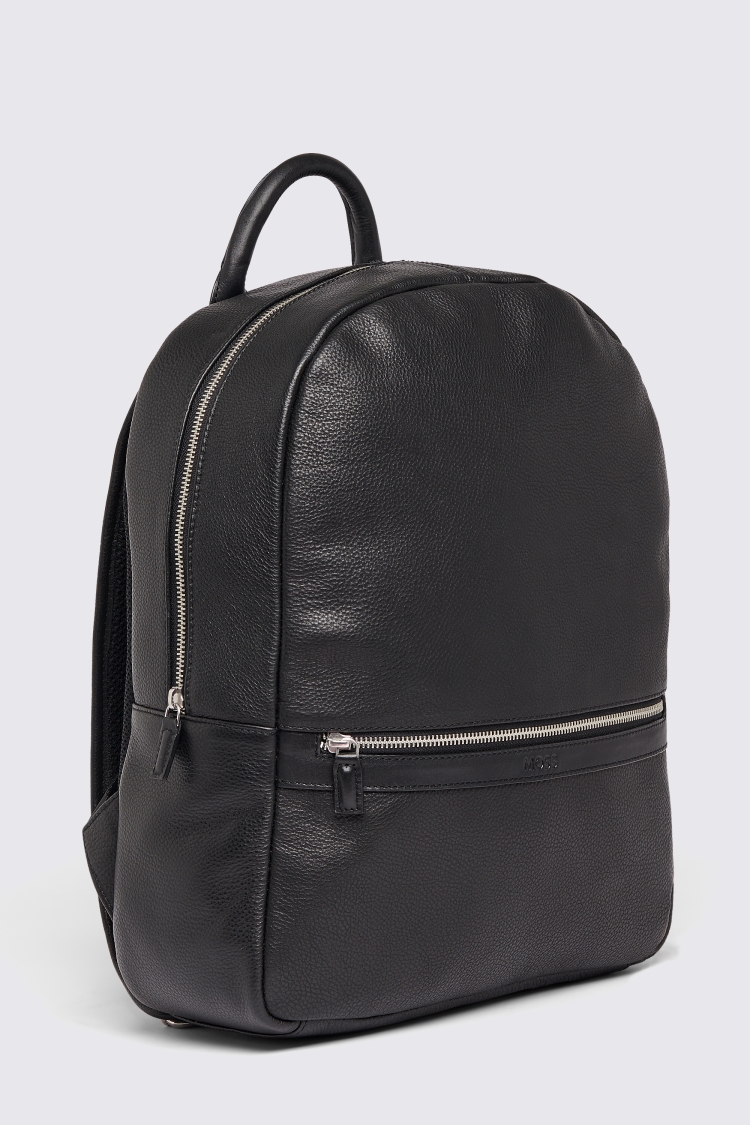 Black Grained Leather Backpack Buy Online at Moss