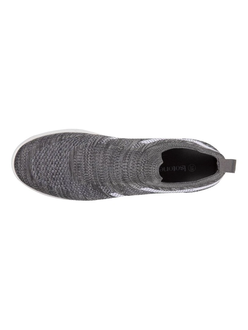 Baskets femme slip on à bandes Gris   Gris