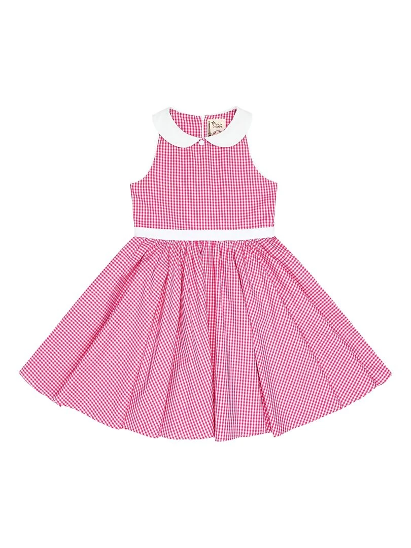 Robe Qui Tourne Fille  Carrx Vichy Rose  Col Claudine  HEPBURN   'LA FAUTE A VOLTAIRE'   Rose framboise