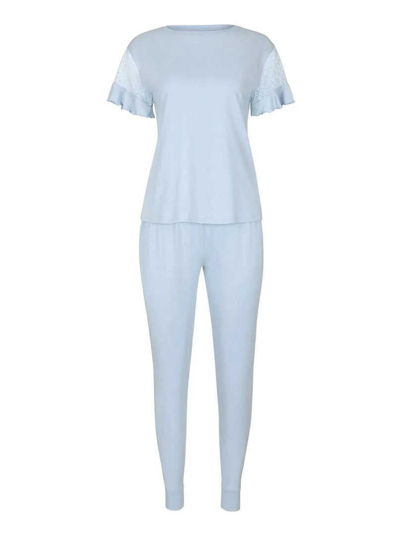 Pyjama pantalon top manches courtes Smooth   Bleu ciel