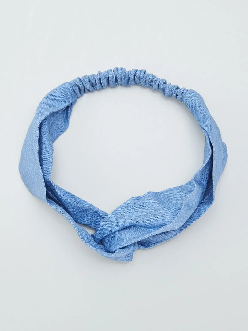 Bandeau croisé en lin Bleu