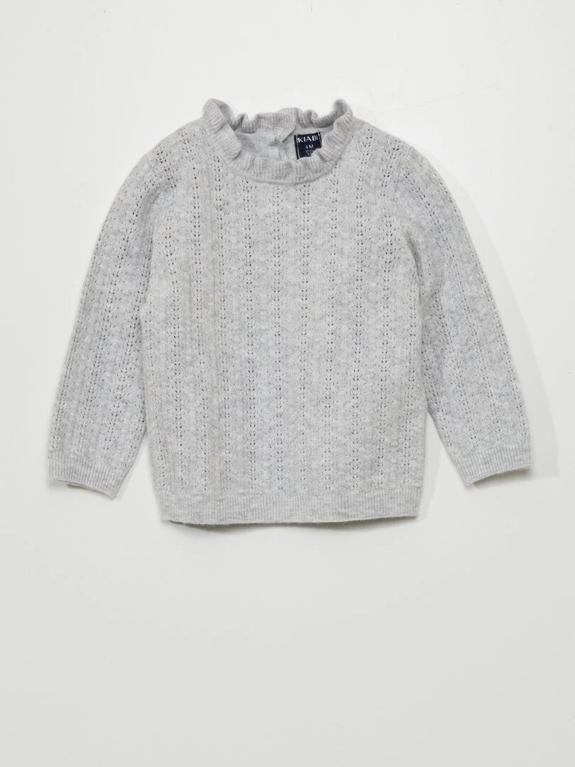 Pull en maille ajourée Gris