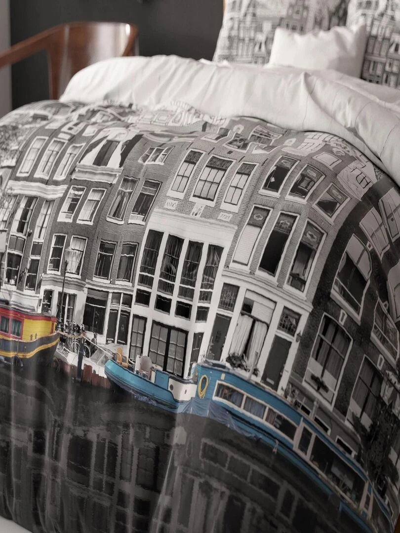 Parure de Lit Coton Canal d'Amsterdam   Gris