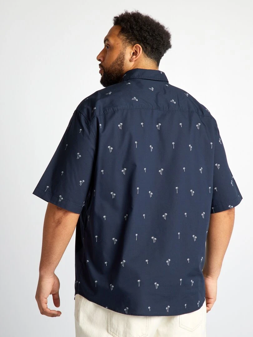Chemise manches courtes à motif   Bleu