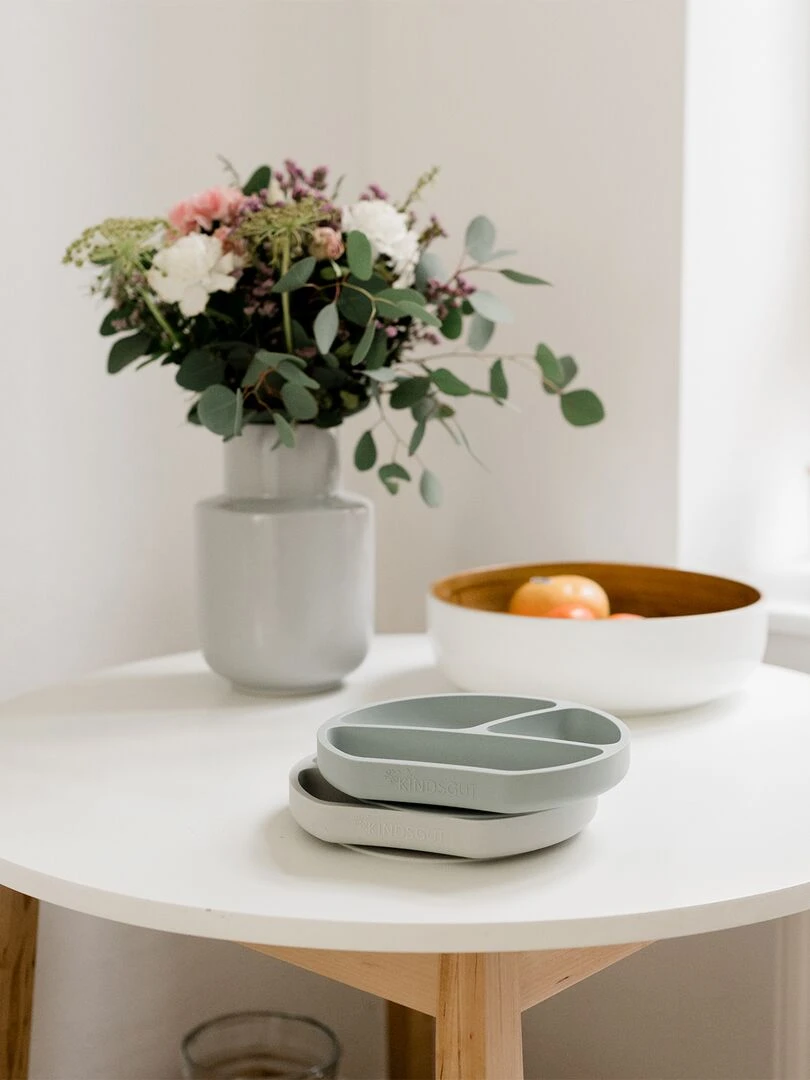 Assiette ventouse en silicone   Gris clair